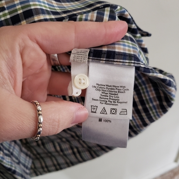 Eddie Bauer men's button up shirt, plaid check, blue. MENS Sz L - Picture 4 of 7